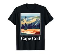 Faro costero de Cape Cod Massachusetts Retro Travel Art Camiseta