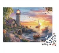 Faro costero Puzzle 1000 Pieza Torre de vigilancia Adultos Y Niños Entretenimiento Creativo Decoración del Hogar Puzzle Regalos De Juego 1000pcs (75x50cm)