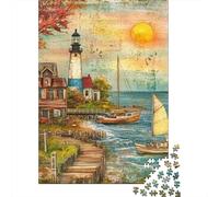 Faro costero Puzzle Imposible,desafío para Adultos Entretenimiento Creativo 1000 Piezas Obra De Arte De Juego De para Adultos Y Niños A Partir De 12 Años 1000pcs (75x50cm)