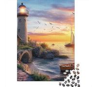 Faro costero Puzzle Imposible,desafío para Adultos Entretenimiento Creativo 1000 Piezas Obra De Arte De Juego De para Adultos Y Niños 1000pcs (75x50cm)