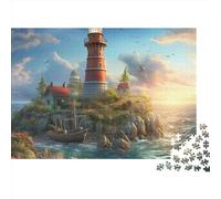 Faro costero Puzzles Imposible,desafío para Adultos Entretenimiento Creativo 1000 Piezas Obra De Artee De Juego De para Adultos Y Niños Mayores De 12 Años 1000pcs (75x50cm)