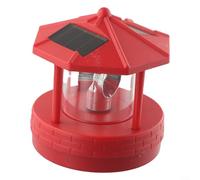 Faro de energía solar, luz de jardín al aire libre impermeable iluminación de camino, 360 grados giratoria LED lámpara de césped automático del anochecer al amanecer negro rojo (rojo)
