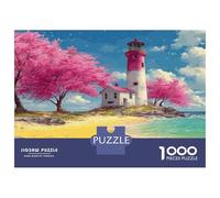 Faro de la Flor de Cerezo Puzzle 1000 Piezas Sereno Sandy Shores - Cartón Resistente & Puzzle Único 38x26cm/1000pcs Puzzle Mindfulness