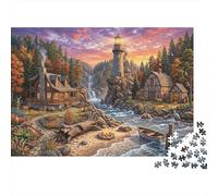 Faro de LakesideRompecabezas Clásico De 1000 Piezas Cartón Reciclado Cabinas Otoño Corriente Coordinación Ojo-Mano, Tiempo Libre, Regalo De Cumpleaños para Adolescentes 12+ 70x50cm/1000pcs