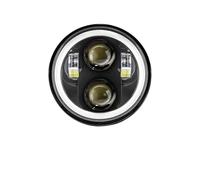 Faro De Motocicleta Lámpara Proyección LED Faro Motocicleta Anillo Ángel 12 V Para Motor Para Sportster Para Cafe Para Racer Para Bobber Para Iron 883 Para Dyna(Negro)