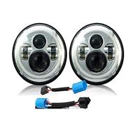 Faro Delantero Coche Faro Delantero LED De 7 Pulgadas para Coche Faro DRL para Hummer H1 H2 2003 2004 2005 2006 2007 2008 2009 Accesorios 75 W Y 40 W Faros Delanteros(with 9007 Adapter C)