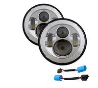Faro Delantero Coche Faro Delantero LED De 7 Pulgadas para Coche Faro DRL para Hummer H1 H2 2003 2004 2005 2006 2007 2008 2009 Accesorios 75 W Y 40 W Faros Delanteros(with 9007 Adapter D)
