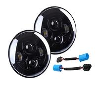 Faro Delantero Coche Faro Delantero LED De 7 Pulgadas para Coche Faro DRL para Hummer H1 H2 2003 2004 2005 2006 2007 2008 2009 Accesorios 75 W Y 40 W Faros Delanteros(with 9007 Adapter E)