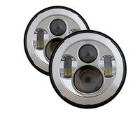 Faro Delantero Coche Faro Delantero LED De 7 Pulgadas para Coche Faro DRL para Hummer H1 H2 2003 2004 2005 2006 2007 2008 2009 Accesorios 75 W Y 40 W Faros Delanteros(Headlight 2pcs D)