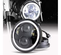 Faro delantero LED de 5,75 pulgadas para motocicleta Angel Eye blanco para Harley Davidson, impermeable Jeep