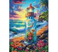 Faro Dentro de Botella mágica Puzzle 1000 Piezas Estera Portátil 3D Paisaje Ciencia ficción Rompecabezas Familiar para Hombres Y Mujeres Aliviar Estrés Decoración Hogar 1000 PCS
