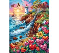 Faro en el acantilado costero Puzzle 1000 Piezas Cartón Blanco Premium para Expertos Animal de Cuento de Hadas de acompañamiento Eventos Team Building Ejercita La Mente Hobby Y Ocio