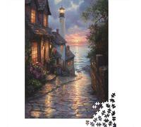 Faro en la Costa Puzzle de 1000 Piezas Papel para Adultos Calle al Atardecer Juego de Puzzle 1000 Piezas Relajación Decoración Hogar 52x38cm/1000pcs