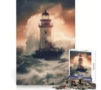 Faro en la Tempestad, Rompecabezas de 1000 Piezas para Adultos, Agilidad Mental, Tiempo Libre, diversión, unión Segura, (38x52cm)