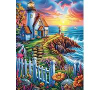 Faro en un acantilado costero Puzzle 1000 Piezas Desafío Intelectual 3D Realista Cuento de Hadas acompañante mágico Rompecabezas para Hombres Y Mujeres Obra De Arte Colorido Decoración Hogar 1000 PCS