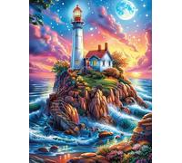 Faro en un acantilado costero Puzzles 1000 Piezas DIY Creativo Cuento de Hadas acompañante mágico Rompecabezas Familiar para Toda La Familia Juguete Educativo Aliviar Estrés Decorativo 1000 PCS