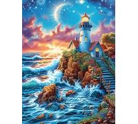 Faro en un acantilado costero Puzzles 1000 Piezas Obra De Arte 3D Familiar Cuento de Hadas acompañante mágico Rompecabezas para Adultos Aliviar Estrés Decoración Hogar Moderno DIY 1000 PCS