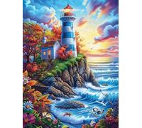 Faro en un acantilado costero Puzzles 300 Piezas Maquetas Educativas Avanzadas Cuento de Hadas acompañante mágico Desafío Intelectual para Familia DIY Creativo Construir Juguete Educativo 300 PCS