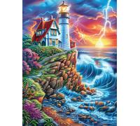 Faro en un acantilado costero Puzzles 500 Piezas Maquetas 3D Educativas Cuento de Hadas acompañante mágico Rompecabezas para Familia Construir DIY Moderno Aliviar Estrés Decoración 500 PCS