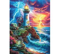 Faro en una tormenta mágica Puzzle 1000 Piezas Cartón Resistente para Parejas Vida Silvestre y Mascotas Noches De Cita Actividad Antiestrés Tiempo Libre Pack Completo Regalo Aniversario 1000 PCS
