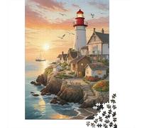 Faro Escena Costera 1000 Piezas Cartón Grueso Rompecabezas Premium Amantes De La Familia Entrenamiento De Concentración Presente Divertido 52x38cm/1000pcs