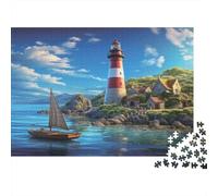 Faro Escena Costera Puzzle 1000 Piezas Adultos Y Ni?os Difícil Entrenamiento De Concentración Noche En Familia Cartón Premium 38x26cm/1000pcs
