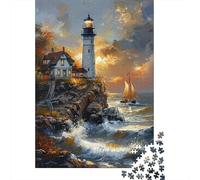 Faro Escena Costera Set De 1000 Piezas Papel Reciclado Puzzle Familiar Actividad De Vinculación Familiar Horas De Entretenimiento Ocio Casa 52x38cm/1000pcs