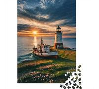 Faro Escena de Puesta del Sol Paquete De 1000 Piezas Papel Ecológico Personas Que Aman Entrenamiento Cerebral Fácil Limpiar Noche Juegos Familia 38x26cm/1000pcs