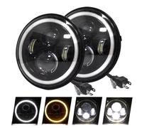 Faro Faros 2 Piezas Moto Car 7 Pulgadas Led Faro DRL H4 Hi-Lo Con Halo Angel Eyes Motocicleta 12V 24V Para Jeep Para Wrangler JK LJ TJ CJ-7 CJ-8