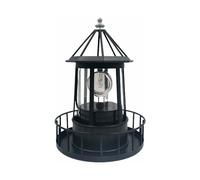 Faro LED alimentado por energía solar, lámpara de paisaje con forma de faro giratorio de 360 grados, linterna colgante de jardín impermeable,
