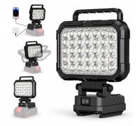 Faro LED recargable para Makita Batería 18 V, 6800 lm, dos puertos USB | 180° Regulación, Foco LED Portátil Impermeable para Garaje, Obras, Camping, Pesca, Emergencia, Sin Batería