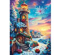 Faro mágico en Pueblo Invernal Puzzles 500 Piezas Alivio Estrés Mental Animales Salvajes y domésticos Rompecabezas 3D para Toda La Familia Juguete Educativo Desafío Intelectual 500 PCS