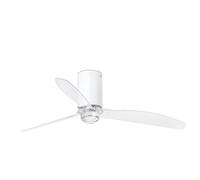 Faro Mini Tube Fan Ventilador de Techo con Luz y Mando 32W Blanco Mate/Transparente