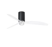 Faro Mini Tube Fan Ventilador de Techo con Luz y Mando 32W Negro Brillo/Transparente