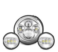Faro Moto Conjunto Faros LED De 7 Pulgadas para King para Street para Glide + Faros Antiniebla De 4,5 Pulgadas con Soporte De 7 Pulgadas Conjunto Faros Motocicleta(7inch and 4.5inch S6)
