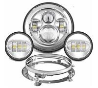 Faro Moto Conjunto Faros LED De 7 Pulgadas para King para Street para Glide + Faros Antiniebla De 4,5 Pulgadas con Soporte De 7 Pulgadas Conjunto Faros Motocicleta(A Set Sliver2)