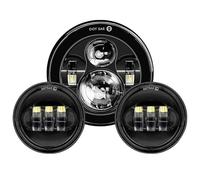 Faro Moto Conjunto Faros LED De 7 Pulgadas para King para Street para Glide + Faros Antiniebla De 4,5 Pulgadas con Soporte De 7 Pulgadas Conjunto Faros Motocicleta(7inch and 4.5inch B5)