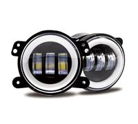 Faro Moto Conjunto para ATV Vehículos Todo Terreno Motocicleta 4 Pulgadas Bicolor Angel Eye LED Faro Antiniebla Kit De Luz Conjunto Faros Motocicleta(White-2pcs)