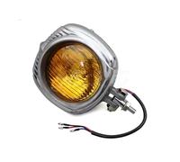 Faro Motocicleta Faro Delantero Vintage Motocicleta para Cafe para Racer, para Custom para Bobber para Chopper Faro Retro con Haz Sellado Y Pulido Faro Motocicleta Led(Polish with Amber)