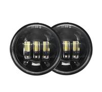 Faro Motocicleta Faro LED 7 Pulgadas + Luces Antiniebla 4,5 Pulgadas Anillo Halo Ojos Ángel Señal Giro Faro Auxiliar para Motocicleta 7 Pulgadas Faro Motocicleta Led(03 Black)