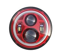 Faro Motocicleta Faro LED Motocicleta 7 Pulgadas, Anillo Halo LED DRL H4 7 Pulgadas Luz Giro Ámbar para Davidsion para Softail para Slim para Fat Boy Faro Motocicleta Led(Rojo)
