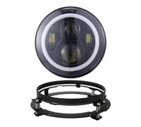 Faro Motocicleta Faro LED Motocicleta 7 Pulgadas con Luz Antiniebla Auxiliar LED 4,5 Pulgadas Y 4,5 Pulgadas para Turismo para Electra para Glide Faro Motocicleta Led(Black B with DRL)