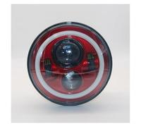 Faro Motocicleta Faro LED Rojo 7 Pulgadas Faros DRL con Anillo Halo Ámbar Blanco para Motocicleta para Jeep para Wrangler para JK Vehículos Todoterreno Proyector Moto