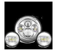 Faro Motocicleta Proyector Moto Faro LED Para Motocicleta De 7 Pulgadas Con Luz Antiniebla Auxiliar De 4,5" Y 4,5" Para Touring Para Electra Para Glide(Chrome Lamp NO DRL)
