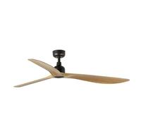 Faro Outwood Ventilador de techo grande de 3 aspas, color marrón oscuro y madera de roble, IP44