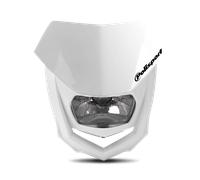 Polisport 8657400043 - Faro Delantero HALO de Polipropileno con lámpara de halógeno Compatible con Todos los Modelos de Motocross/Enduro en Color Blanco/Nardo Gris