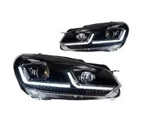 Faro Principal Faro Delantero LED para VW para Golf 6 MK6 2009 2010 2011 2012 Intermitentes Luces Altas Lente De Proyector Angel Eye Piloto Delantero(Left Hand Drive,TSI Sliver One Set)