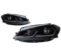 FARO PRINCIPAL Faros Delanteros LED Diurnos Con Doble Proyector DRL Para VW Para Golf 7.5 MK7.5 2018-2020 Piloto Delantero(Black,LHD)