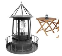 Faro solar de jardín - 360 luces giratorias, decoración de faros al aire libre, lámpara de césped para patio y jardín, decoraciones de hogar luminosas para jardín