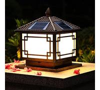 Faro Solar para Exteriores, Faro Vintage para Pilar de Exterior, LED, Impermeable, para Poste Solar, Faros, Aplique de Pared para el hogar, Impermeable, para Puerta, Oscuro, 38 cm